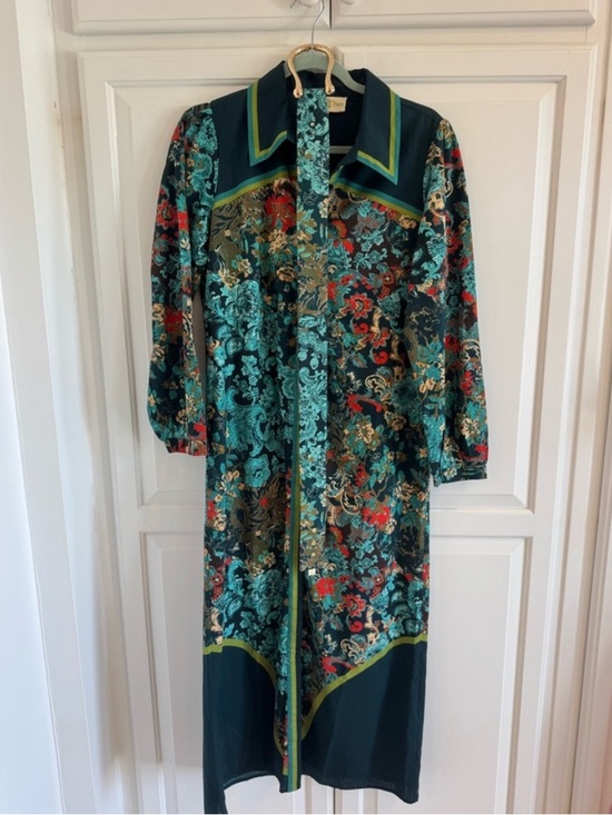 Anna Cate Dresses & Skirts - Anna Cate Size Small Floral Long Sleeve Dress - Teal